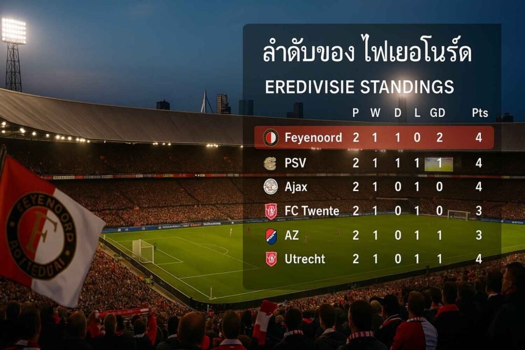 ลำดับของ ไฟเยอโนร์ด วันนี้: ตารางคะแนนเอเรดิวิซี 2025/26 อัปเดตสดทุกนัด ลำดับของ ไฟเยอโนร์ด
