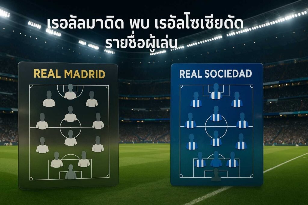 เรอัลมาดริด พบ เรอัลโซเซียดัด รายชื่อผู้เล่นวันนี้ + วิธีดูเกม เรอัลมาดริด พบ เรอัลโซเซียดัด รายชื่อผู้เล่น